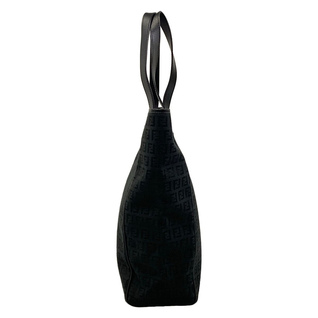 Fendi Tote Zucchino Pattern Black Leather — view 4