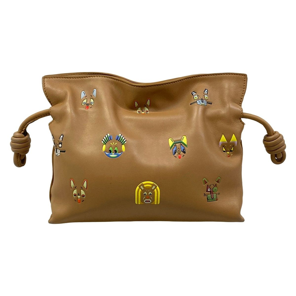 Loewe Clutch Cats Flamenco Mini Brown Multi Lewis Wayne Collaboration — view 3