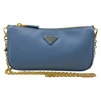 Prada Shoulder Bag Light Blue Chain Leather