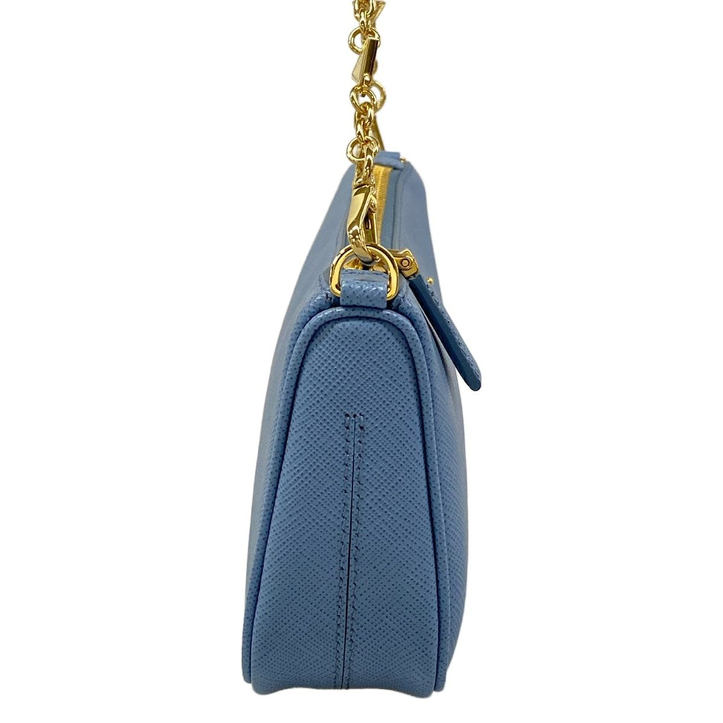 Prada Shoulder Bag Light Blue Chain Leather — view 2