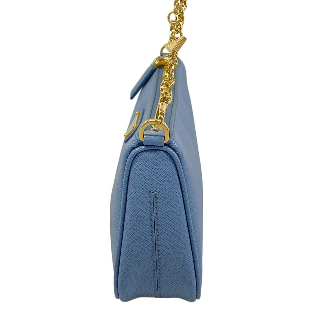 Prada Shoulder Bag Light Blue Chain Leather — view 4