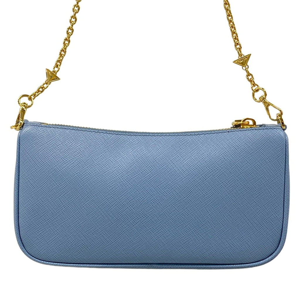 Prada Shoulder Bag Light Blue Chain Leather — view 3