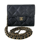 Chanel Wallet Classic Chain Clutch Quilted Black Gold