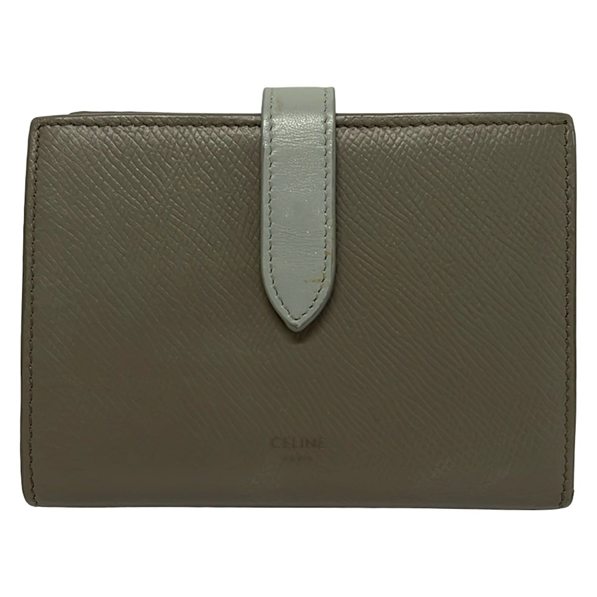 Celine Bifold Wallet Strap Beige Light Blue Leather
