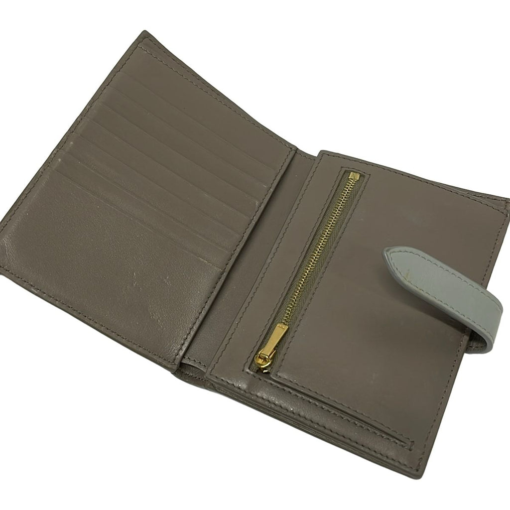 Celine Bifold Wallet Strap Beige Light Blue Leather — view 3