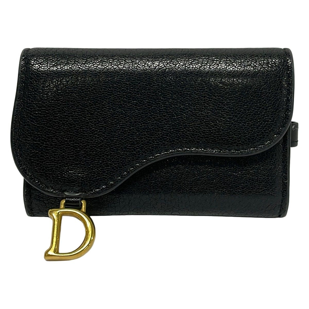 Dior Key Case Saddle Black Leather Key Holder