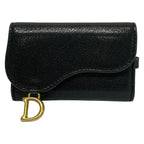 Dior Key Case Saddle Black Leather Key Holder