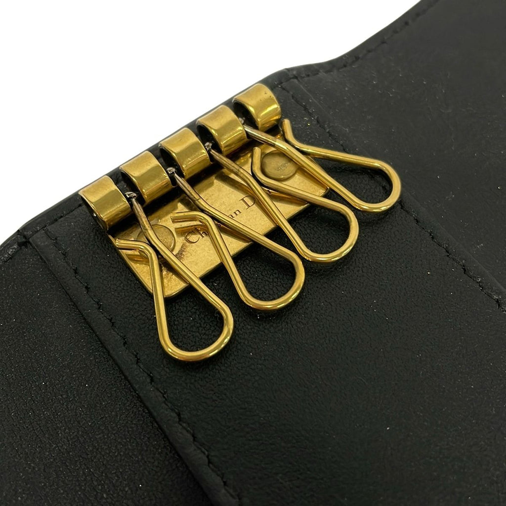 Dior Key Case Saddle Black Leather Key Holder — view 4