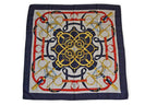 Hermes Carre 90 Scarf Apron Dole Yellow Gold Spurs Vintage Navy White