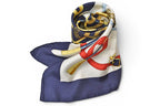 Hermes Carre 90 Scarf Apron Dole Yellow Gold Spurs Vintage Navy White — view 8