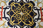 Hermes Carre 90 Scarf Apron Dole Yellow Gold Spurs Vintage Navy White — view 2