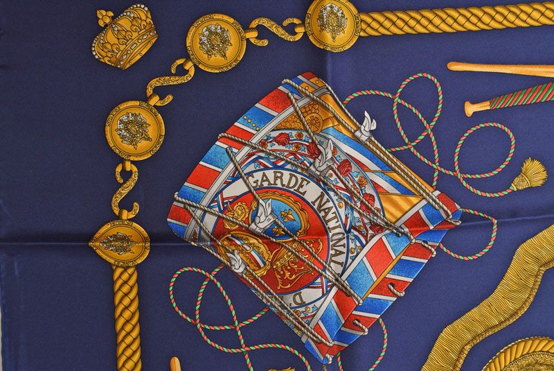 Hermes Carre 90 Scarf les Tambours Taiko Vintage Navy — view 5