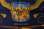 Hermes Carre 90 Scarf les Tambours Taiko Vintage Navy — view 4