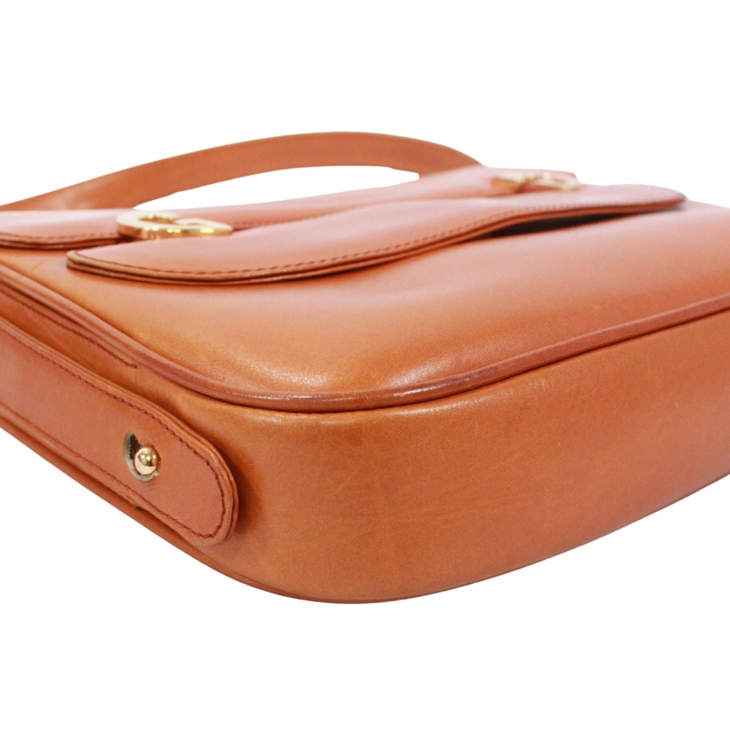 Gucci Vintage Leather Brown Shoulder Bag Gold — view 6