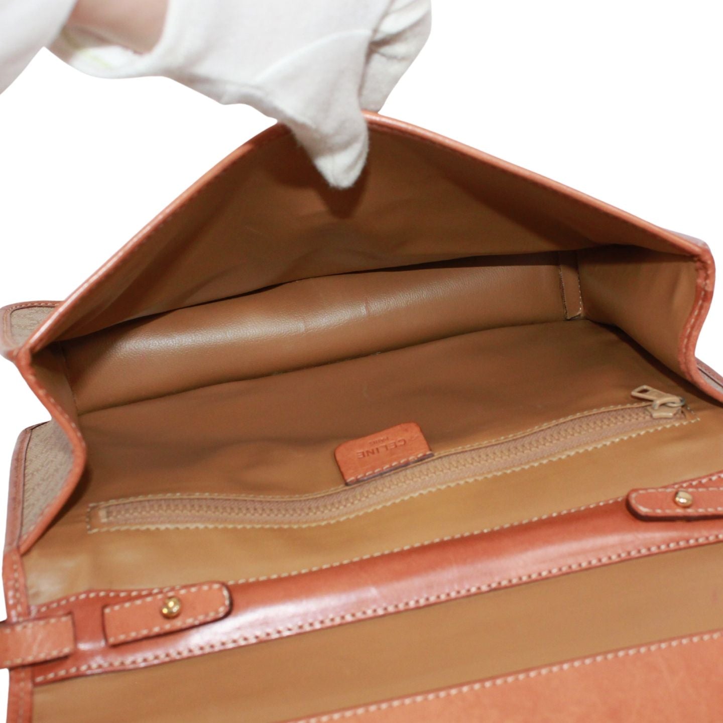 Celine Macadam Leather Beige Shoulder Bag Gold — view 7