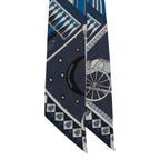 Hermes Twilly Objet de Curiosite Silk Blue White Scarf — view 3