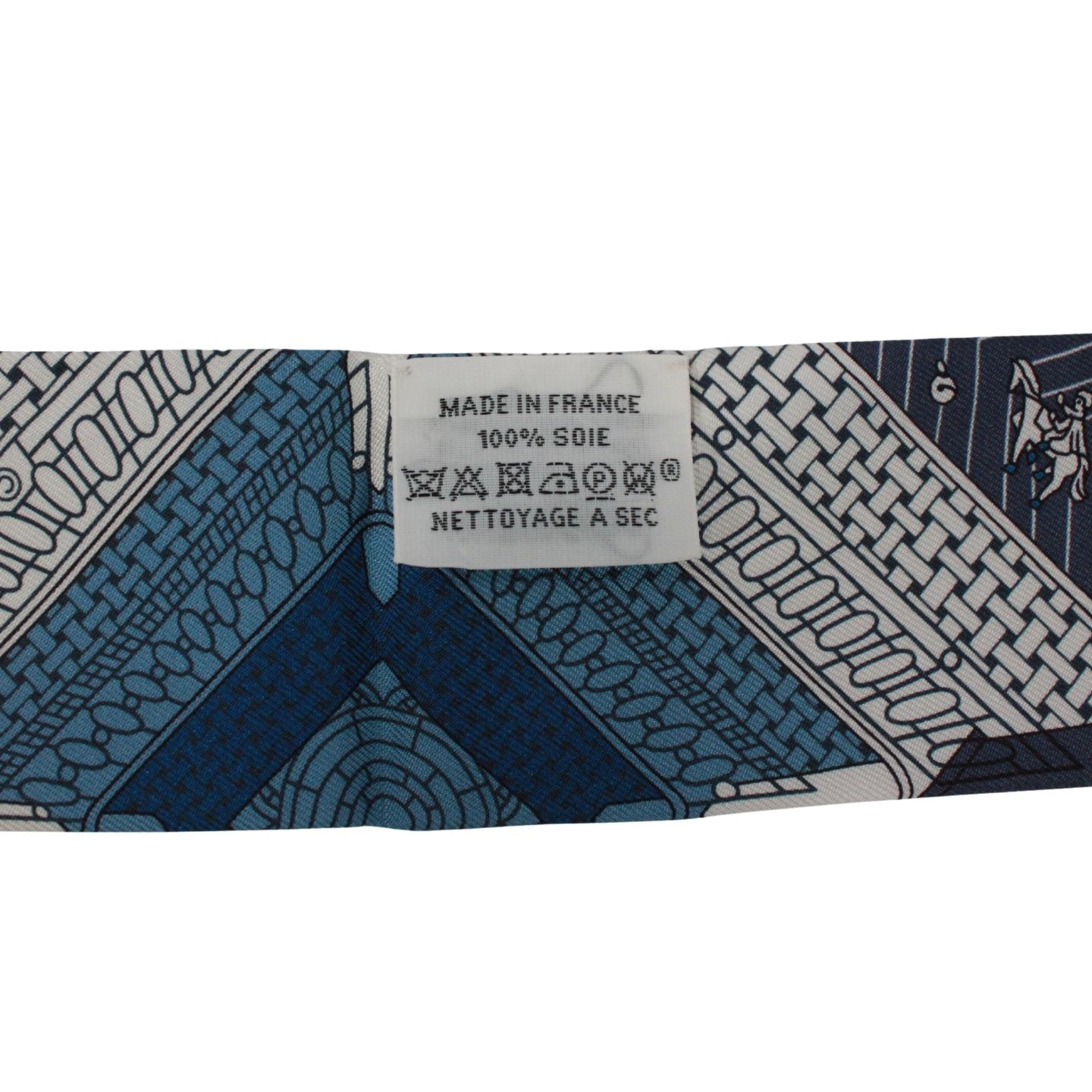 Hermes Twilly Objet de Curiosite Silk Blue White Scarf — view 4