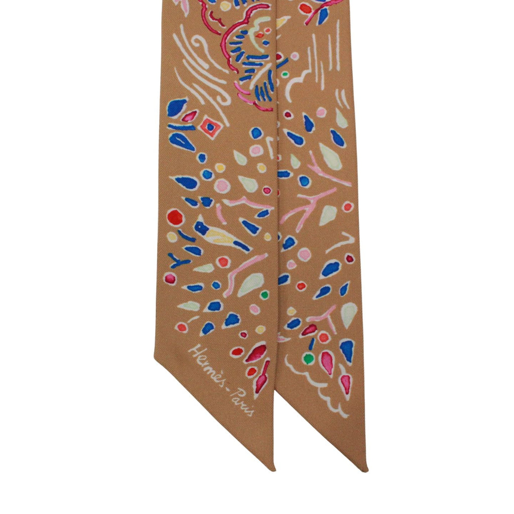 Hermes Tsuiri Spring Island Silk Brown Multicolor Scarf — view 3