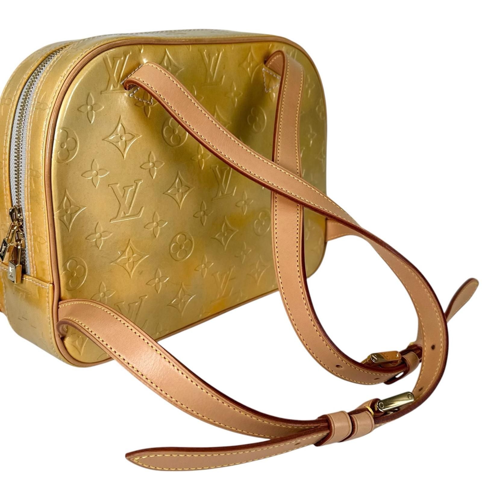 Louis Vuitton Murray Enamel Leather Yellow Backpack Gold — view 5