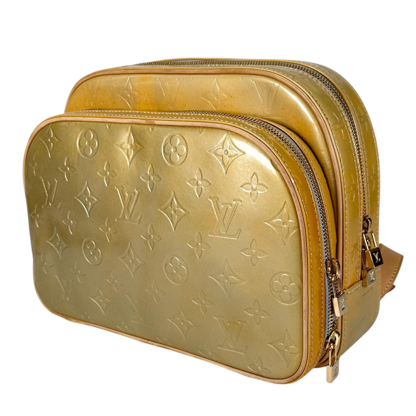 Louis Vuitton Murray Enamel Leather Yellow Backpack Gold — view 4
