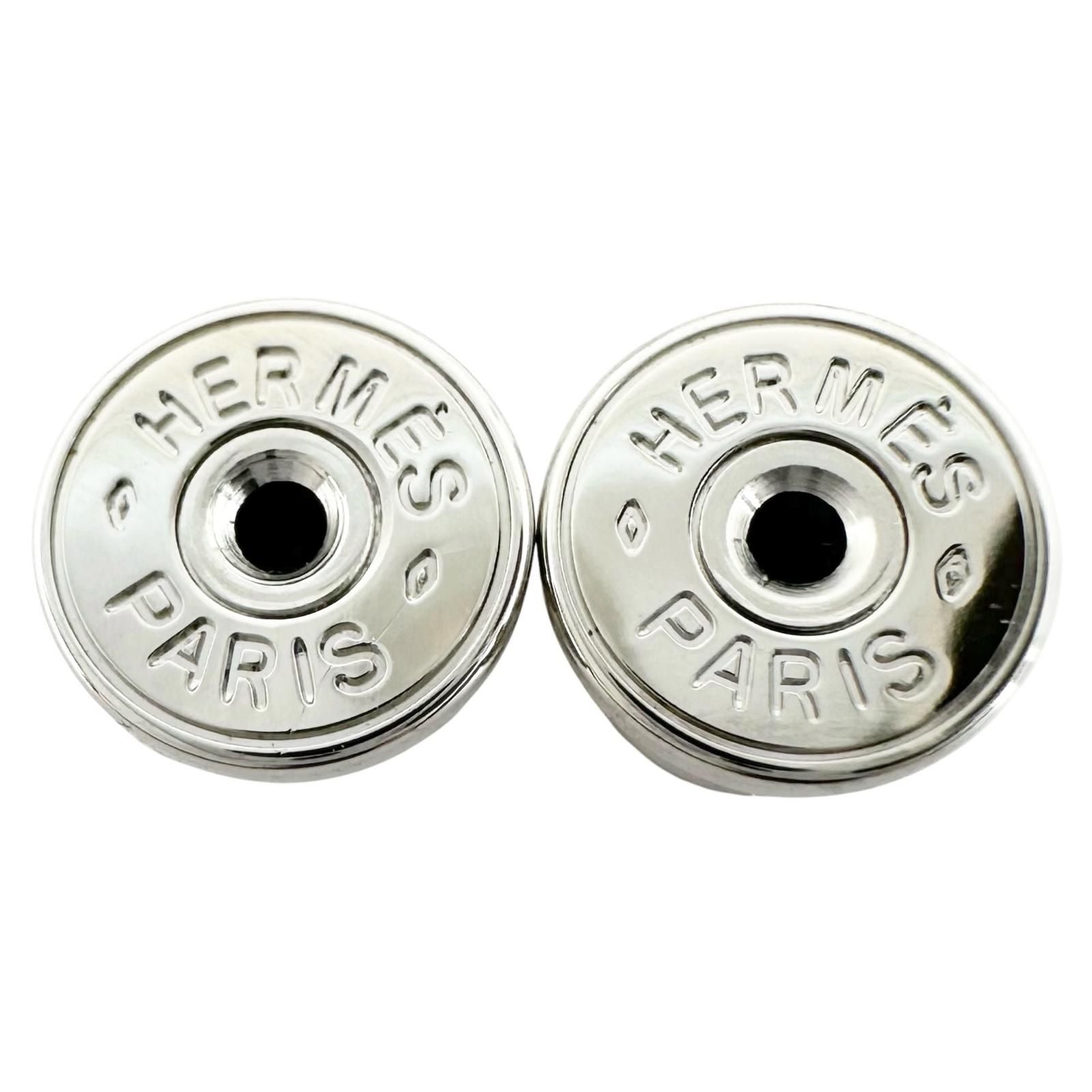 Hermes Equip Buffalo Horn Pink Beige Earrings Silver — view 7