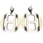 Hermes Equip Buffalo Horn Pink Beige Earrings Silver — view 3