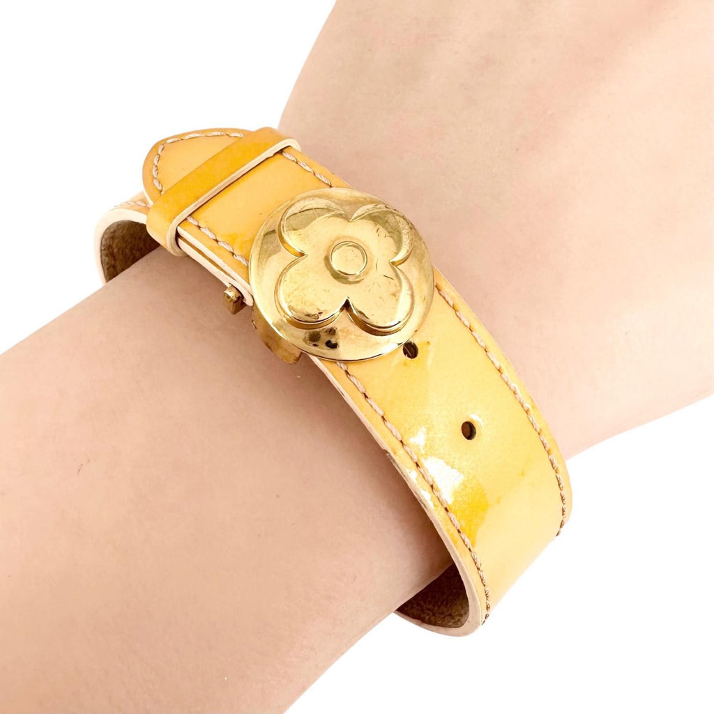 Louis Vuitton Luck Enamel Leather Yellow Bracelet Gold — view 5