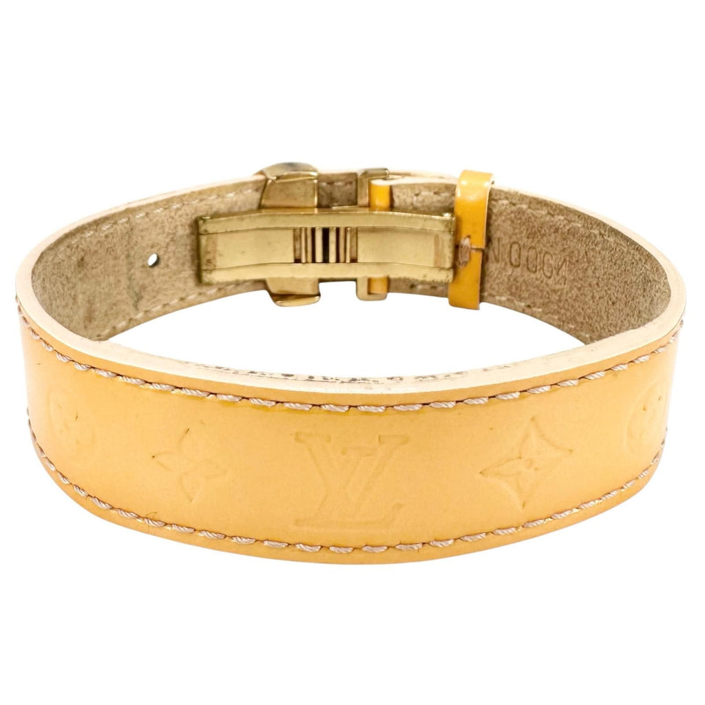 Louis Vuitton Luck Enamel Leather Yellow Bracelet Gold — view 3