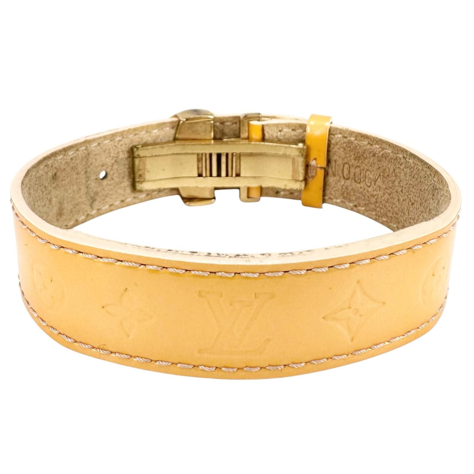 Louis Vuitton Luck Enamel Leather Yellow Bracelet Gold — view 3
