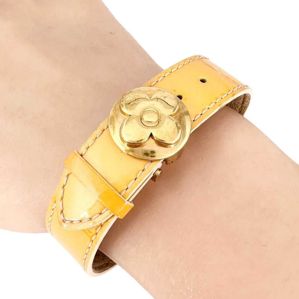 Louis Vuitton Luck Enamel Leather Yellow Bracelet Gold — view 4