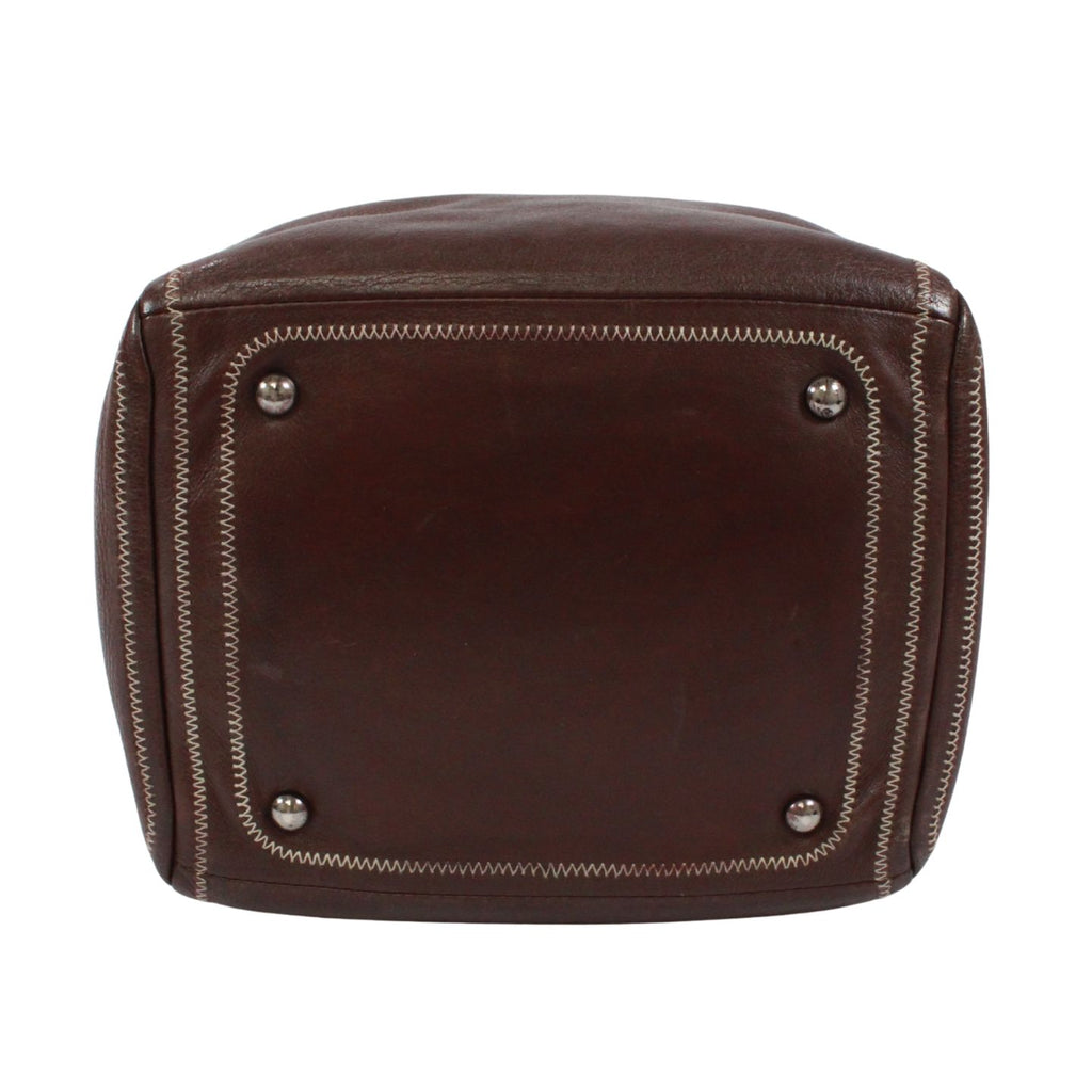 Chanel Mini Lambskin Brown Boston Bag Silver — view 4