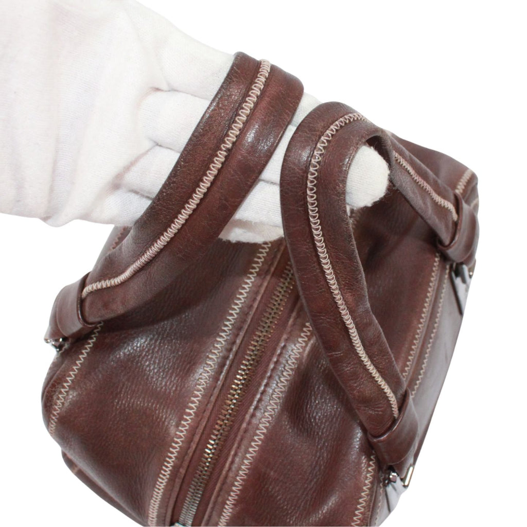 Chanel Mini Lambskin Brown Boston Bag Silver — view 7