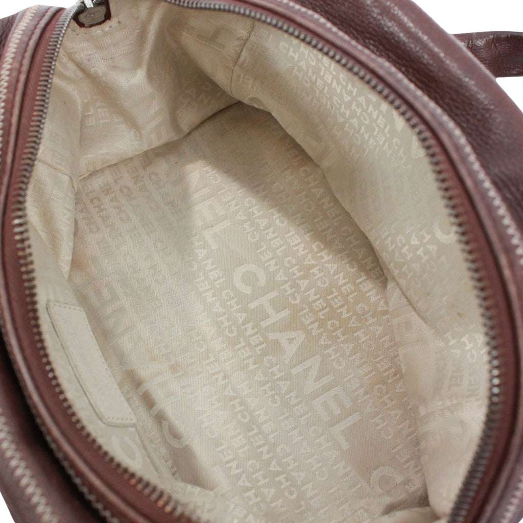 Chanel Mini Lambskin Brown Boston Bag Silver — view 9
