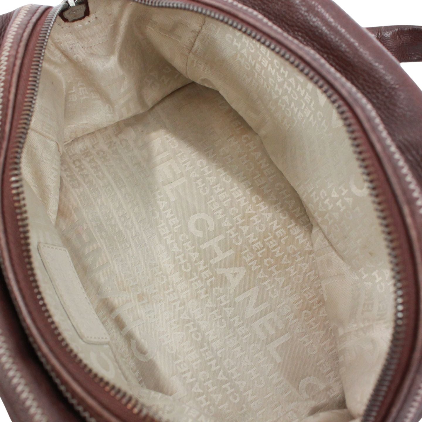 Chanel Mini Lambskin Brown Boston Bag Silver — view 9