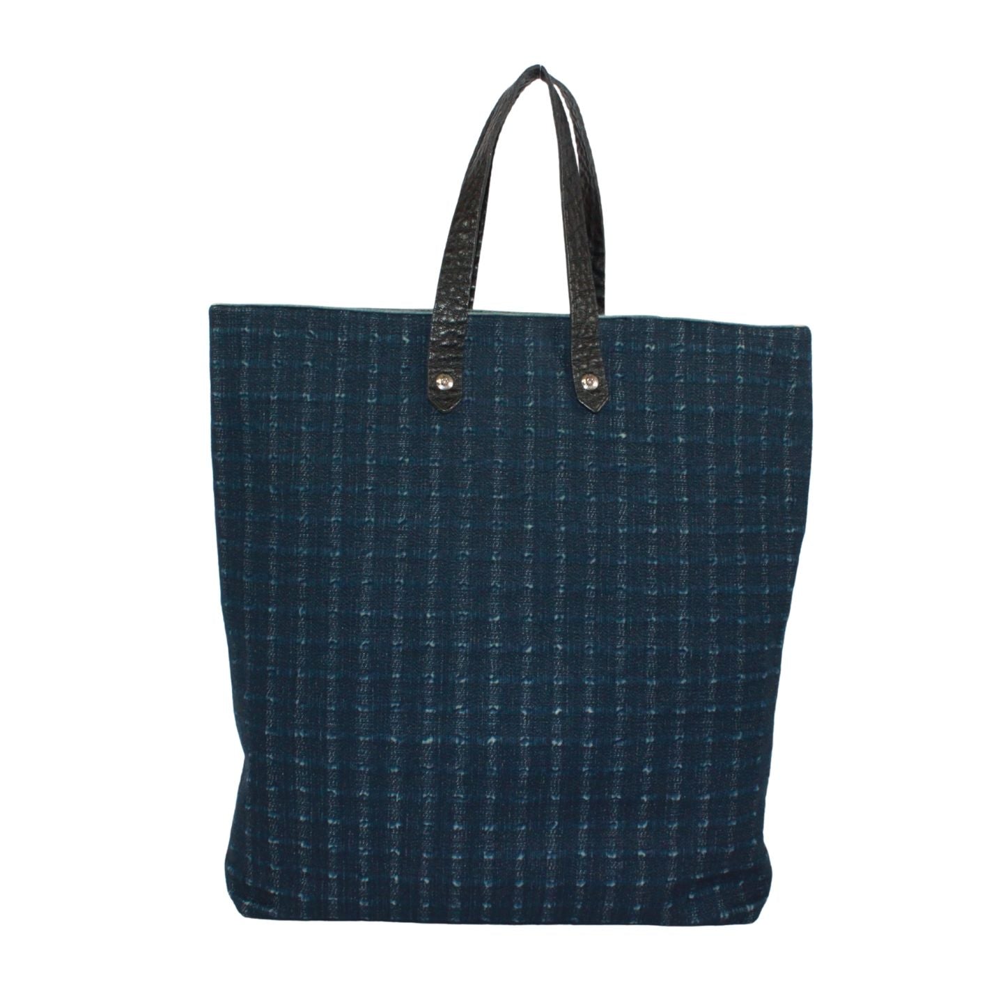 Hermes Amedaba GM Leather Canvas Navy Tote Silver — view 3