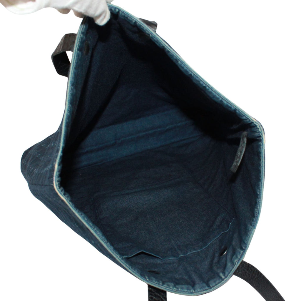 Hermes Amedaba GM Leather Canvas Navy Tote Silver — view 7