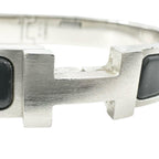 Hermes Click Silver Black Bangle Bracelet — view 6
