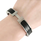 Hermes Click Silver Black Bangle Bracelet — view 5