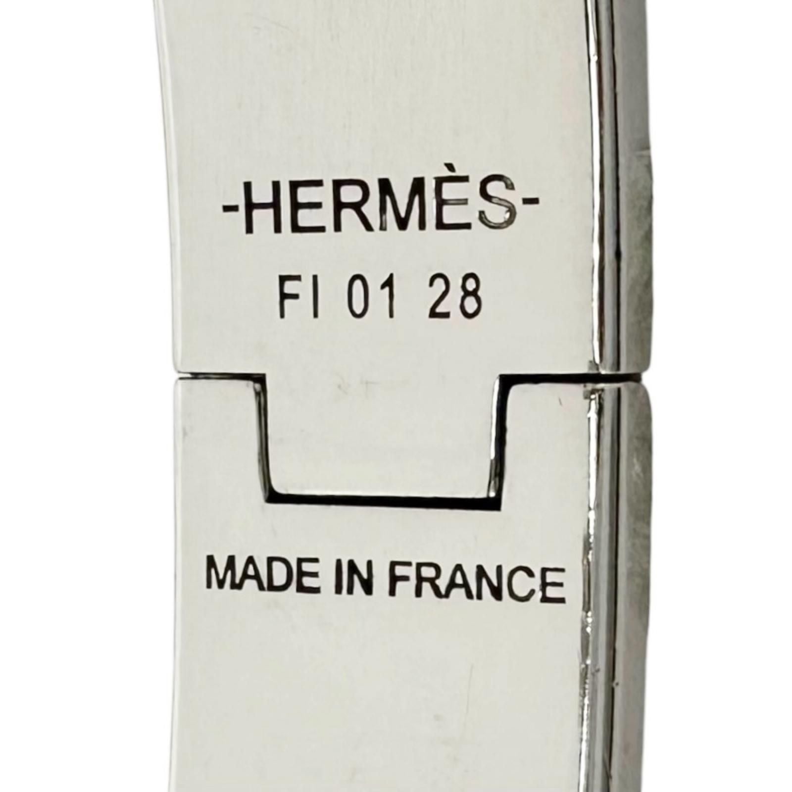 Hermes Click Silver Black Bangle Bracelet — view 7