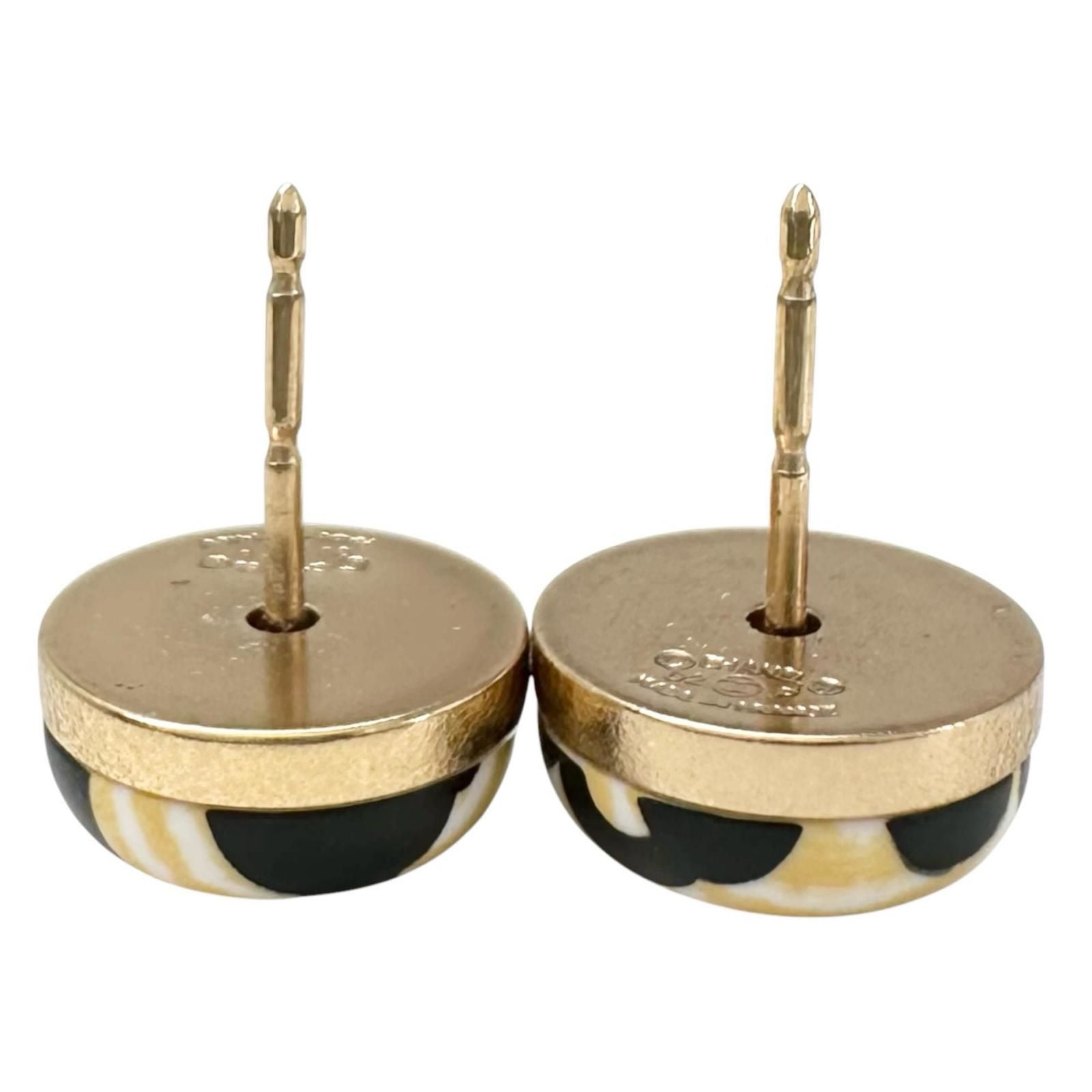Chanel CC Logo Plastic Beige Earrings Gold — view 4