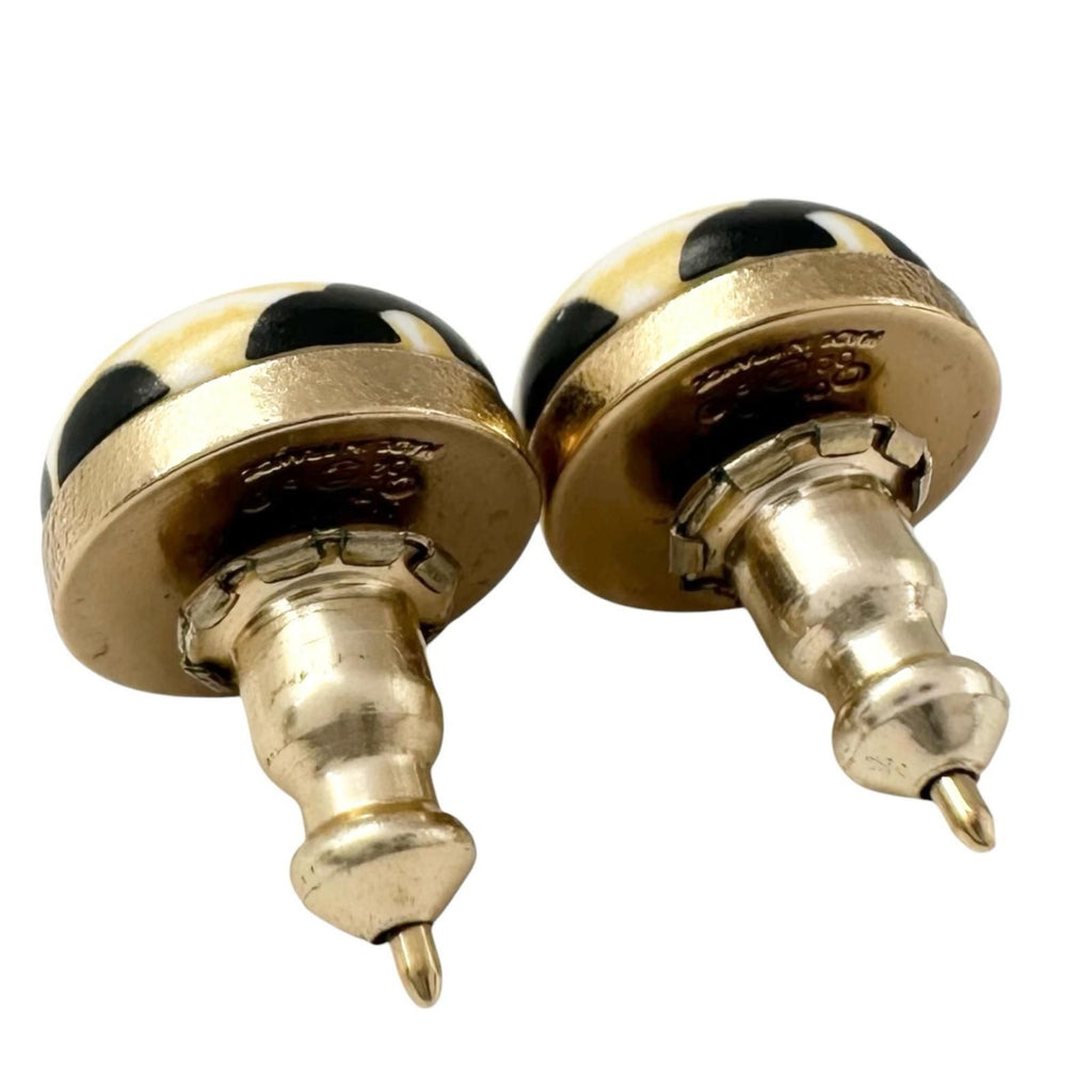 Chanel CC Logo Plastic Beige Earrings Gold — view 3