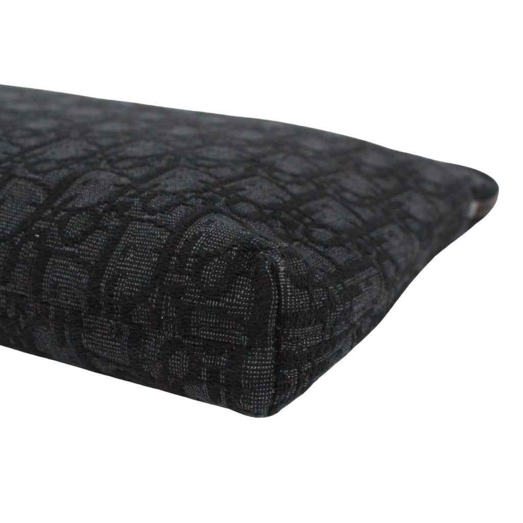 Dior Oblique Pouch Jacquard Leather Canvas Black Clutch Silver — view 5