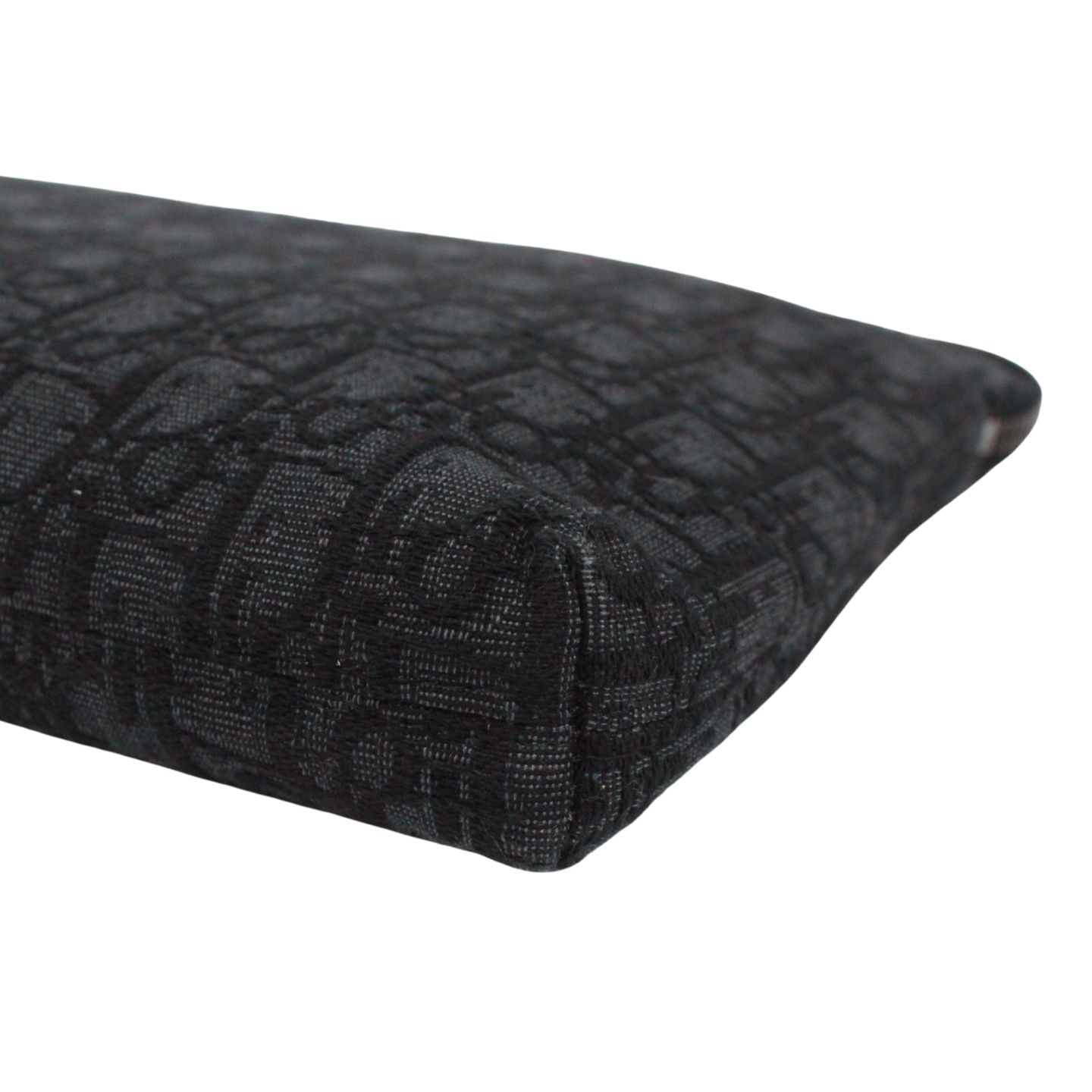 Dior Oblique Pouch Jacquard Leather Canvas Black Clutch Silver — view 5