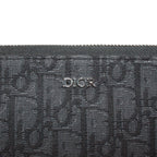 Dior Oblique Pouch Jacquard Leather Canvas Black Clutch Silver — view 9