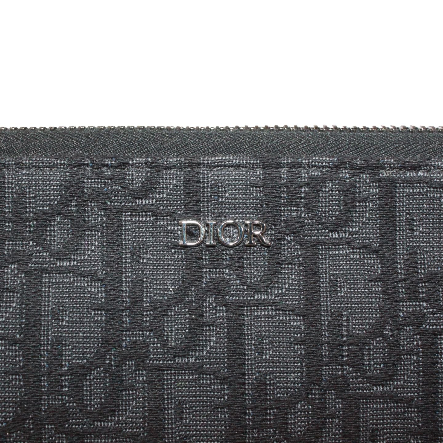 Dior Oblique Pouch Jacquard Leather Canvas Black Clutch Silver — view 9
