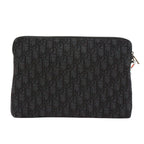 Dior Oblique Pouch Jacquard Leather Canvas Black Clutch Silver — view 3