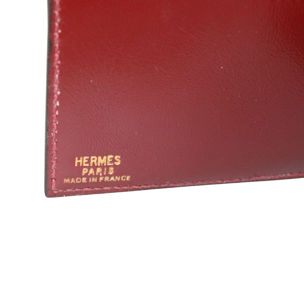 Hermes Box Calf Red Bifold Wallet Gold — view 8