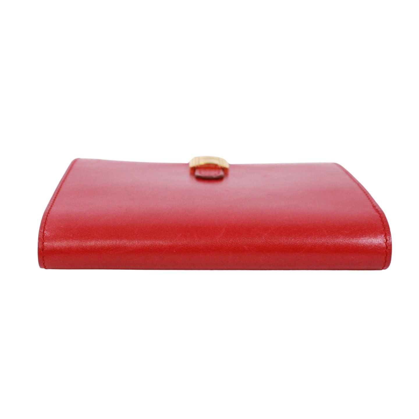 Hermes Saumur Diane Box Calf Red Bifold Wallet Gold — view 4