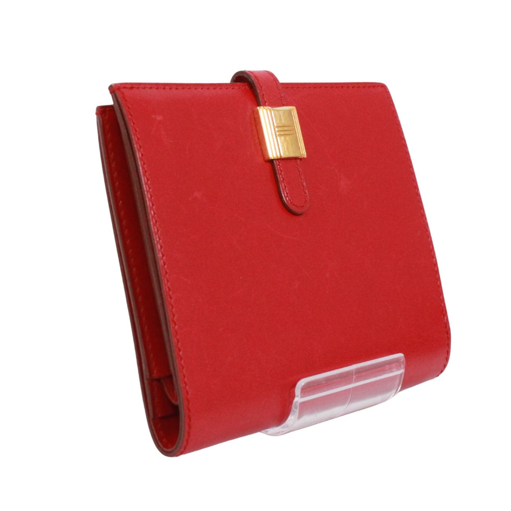 Hermes Saumur Diane Box Calf Red Bifold Wallet Gold — view 3