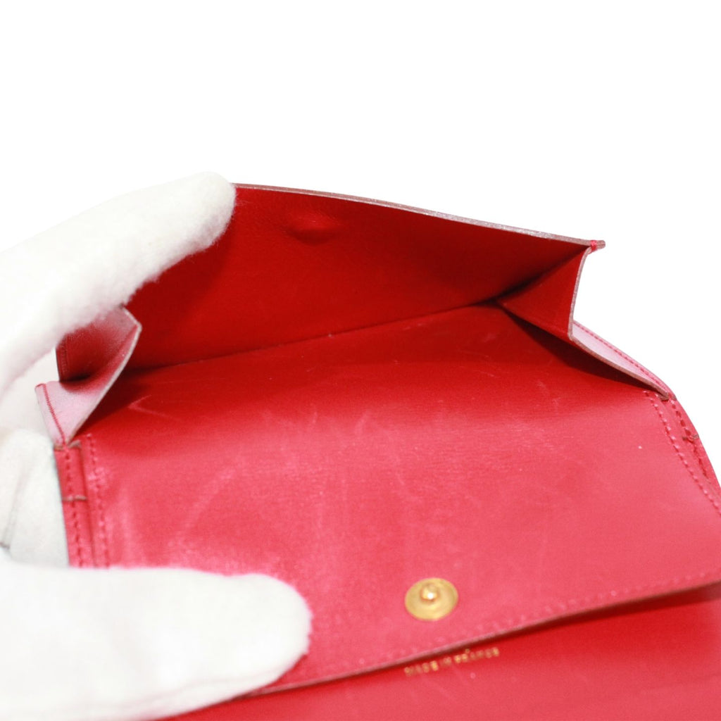 Hermes Saumur Diane Box Calf Red Bifold Wallet Gold — view 9